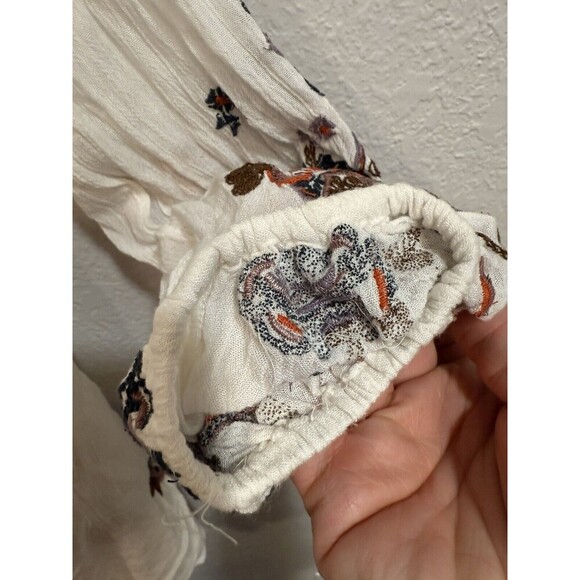 Free People Ivory Oxford Embroidered Slip On Mini Swing Bohemian Dress Medium - Picture 6 of 10